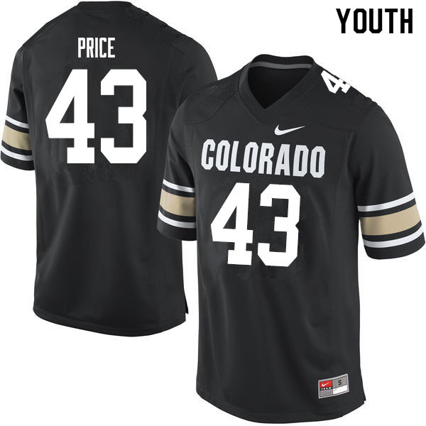 Youth #43 Evan Price Colorado Buffaloes College Football Jerseys Sale-Home Black - Click Image to Close